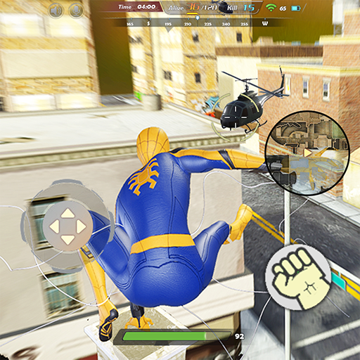 Spider rope flying hero logo