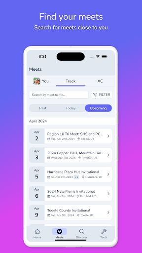 Android application meettrax screenshort