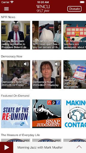 WNCU Public Radio App Screen 2