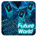 global tech keyboard gps future neon blue icon