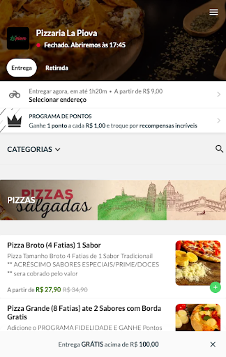 Android application Pizzaria La Piova screenshort