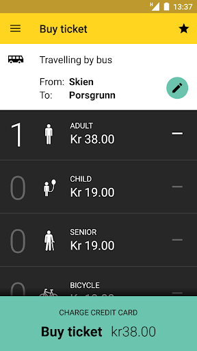 Android application Farte Billett screenshort