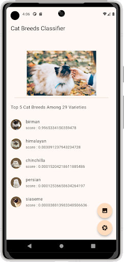 Android application Cat Classifier screenshort
