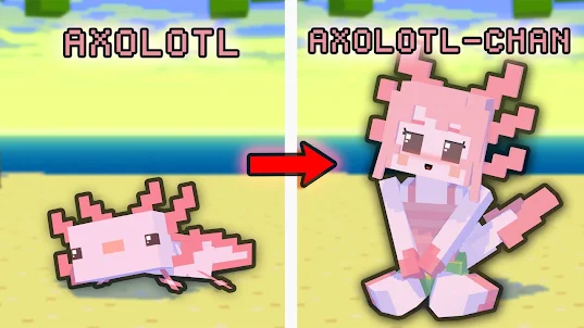 Axolotl Player Skin Mod MCPE