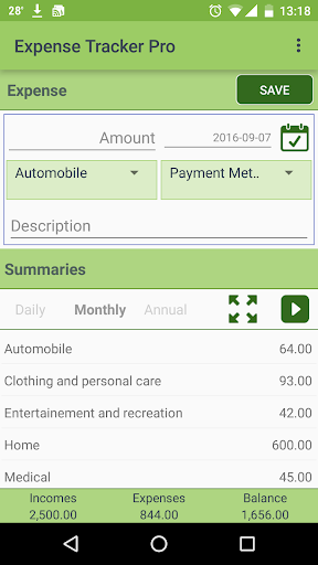 Easy Expense Tracker PRO Screen 2