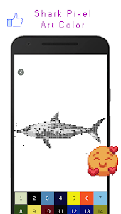 Shark Pixel Art Color