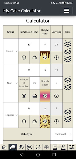 Android application My Cake Calculator screenshort