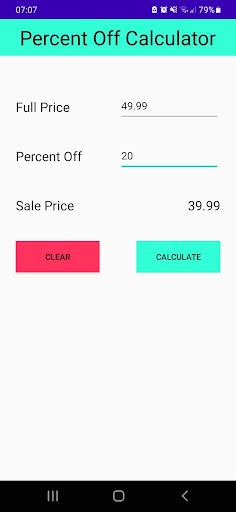 Percent Off Calculator Screen 2