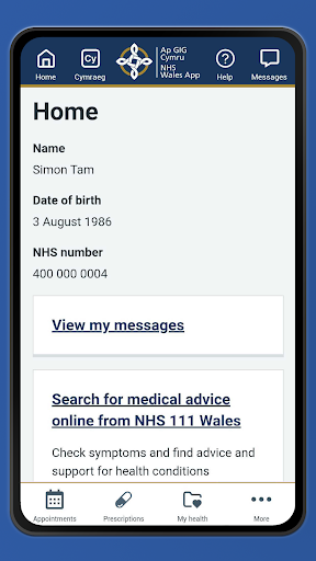 NHS Wales App Screen 2