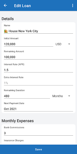 Amortize - Loan Manager Screen 2