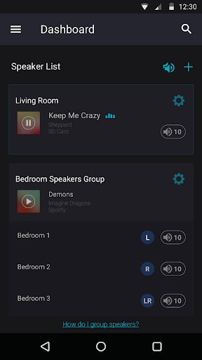 Android application Sound Blaster InterConnect screenshort