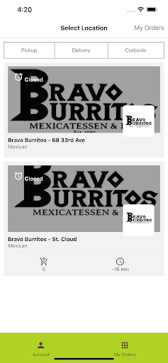 Bravo Burritos Screen 2