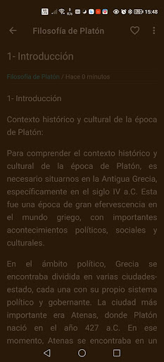 Android application Filosofía de Platón screenshort