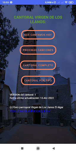 Android application Cantoral Virgen Llanos Algar screenshort