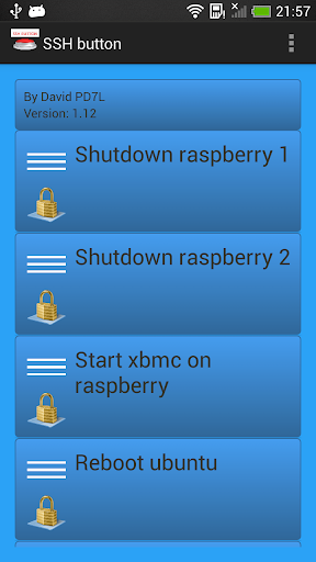 Android application SSH button screenshort