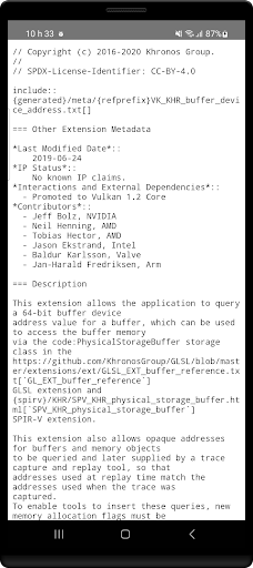 GLview Extensions Viewer Screen 3