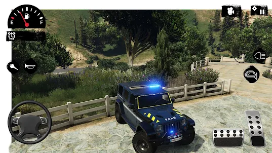 American Police Jeep Driving