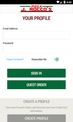 Screenshot of J. Rocco’s Pizza