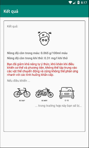 Tính nồng độ cồn Screen 3