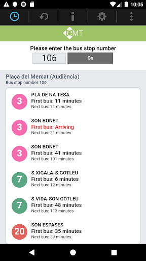 Android application EMT Palma screenshort