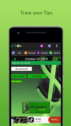 TipSee Tip Tracker App Screen 3