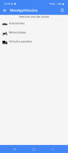 Android application NinoAppVeículos screenshort