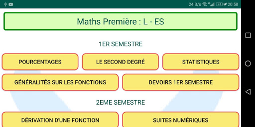 Android application Maths Première L ES screenshort