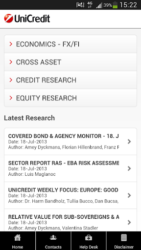 Android application Research by UniCredit screenshort