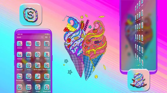 Colorful Ice Cream Cones Theme