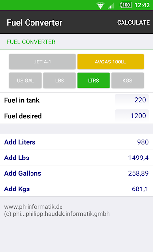 eFuelConverter Screen 2
