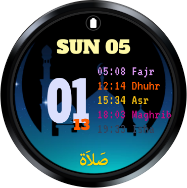 Android application Praying Time Watch Face screenshort