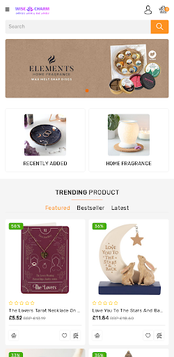 Android application Wise Charm Shop screenshort
