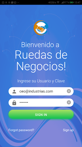 Android application Ruedas De Negocios screenshort