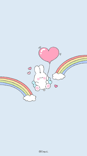 Android application 카카오톡 테마 - 하트 풍선 바니_블루 screenshort