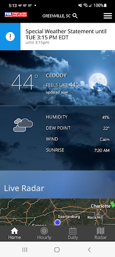 Android application FOX Carolina Weather screenshort