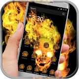 Black fire skull theme icon