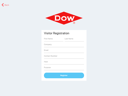 Dow Visitor Registration Screen 3