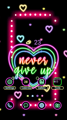 Android application Neon Never Give Up - Wallpaper screenshort