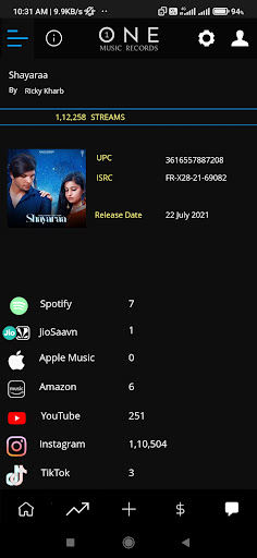 One Music Records Dashboard Screen 2