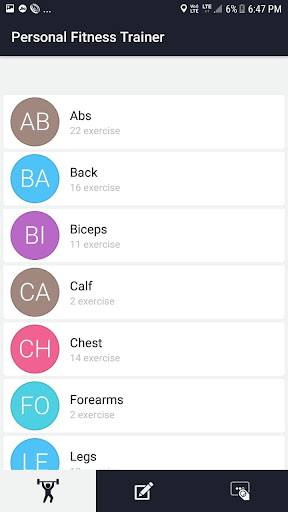 Android application Personal Fitness Trainer screenshort