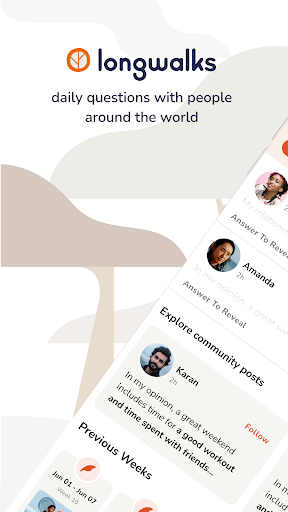 Longwalks - daily question app  screenshots 1