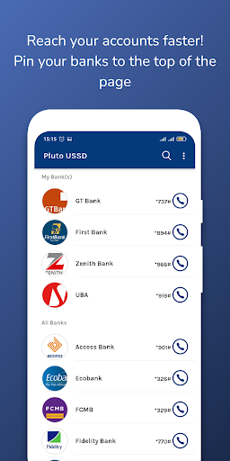 Pluto USSD: Nigeria Bank Codes Screen 3