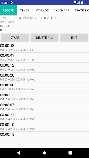Android application Exercise Time screenshort
