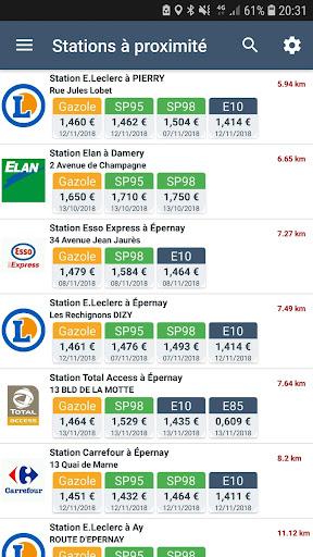 Android application Stations Carburant Infos Prix screenshort