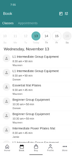 Screenshot of Core Connection Pilates