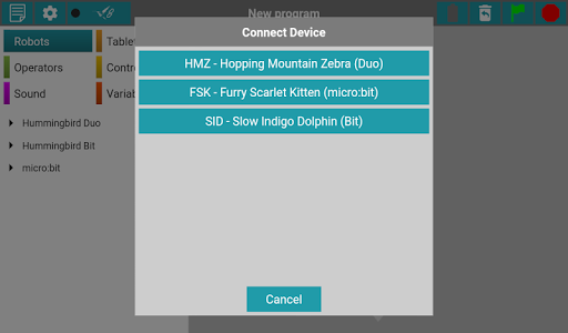 Android application BirdBlox screenshort