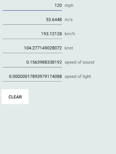 Speed Unit Converter Screen 2