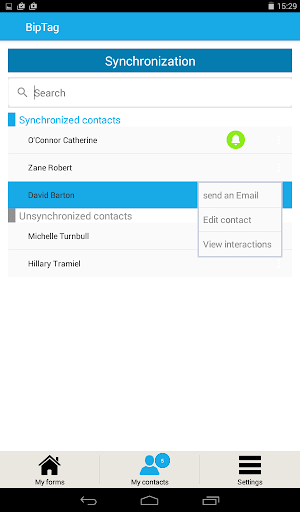 Android application BipTag screenshort