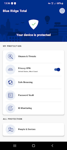Android application Blue Ridge Total Protection screenshort