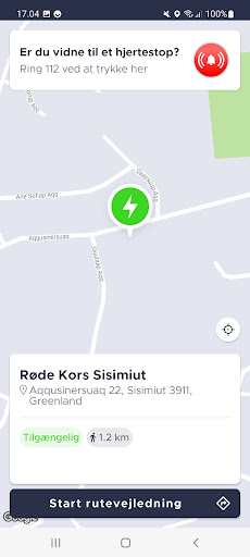 Android application Hjertestarter.gl screenshort